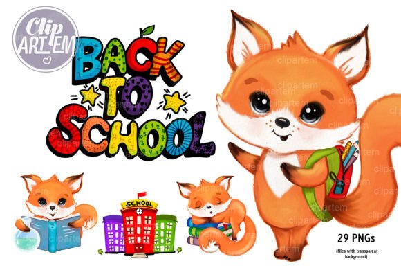 Back to School Fox Bundle 29 PNG ClipArt: A Creative Resource for Educators and Students
