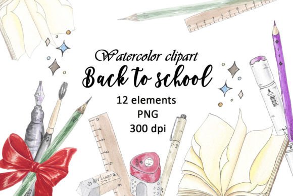 Back to School Watercolor Clipart PNG for Creative Projects