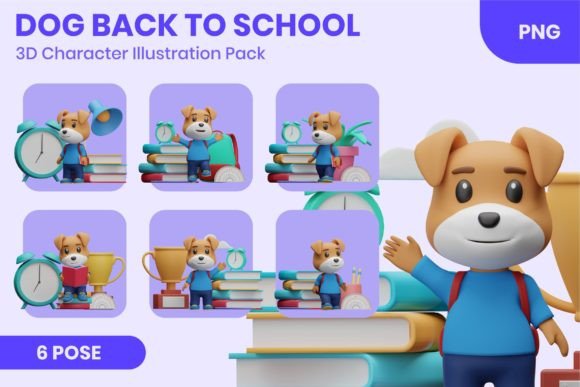 Cute Dog Back to School 3D Character: A Creative Resource for Designers and Educators