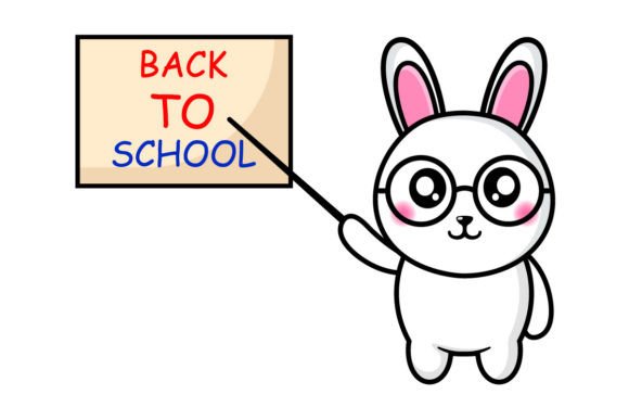 Cute Rabbit Back to School Design Mascot and Kawaii Style