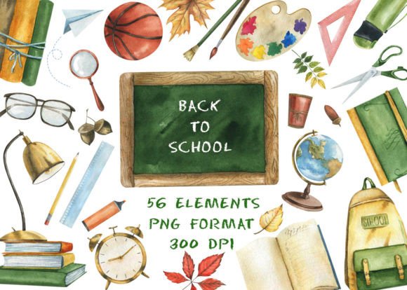 Watercolor Back to School Clipart, PNG: A Strategic Resource for Creative Professionals